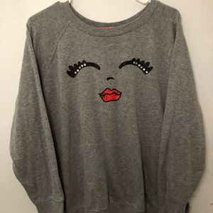 Betsey Johnson for Torrid Eyelashes and Lips sweatshirt size 1